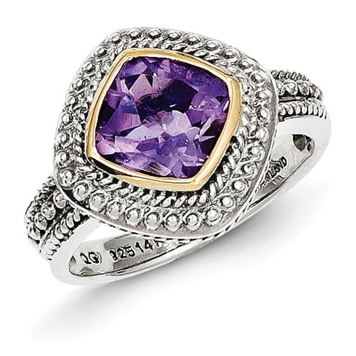 Sterling Silver with 14k Antiqued Amethyst Ring Sterling Silver with 14k Antiqued Amethyst Ring